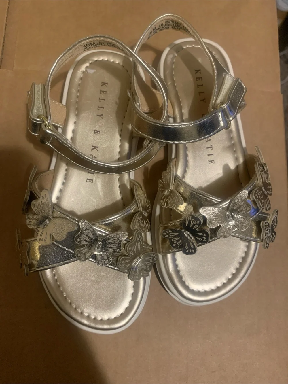 Kelly & Katie Metallic Gold Butterfly Strap Sandals for Girls